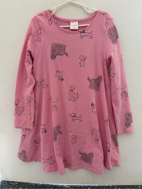 Hanna Andersson Pink Long Sleeve Tee Dress with Dog Print